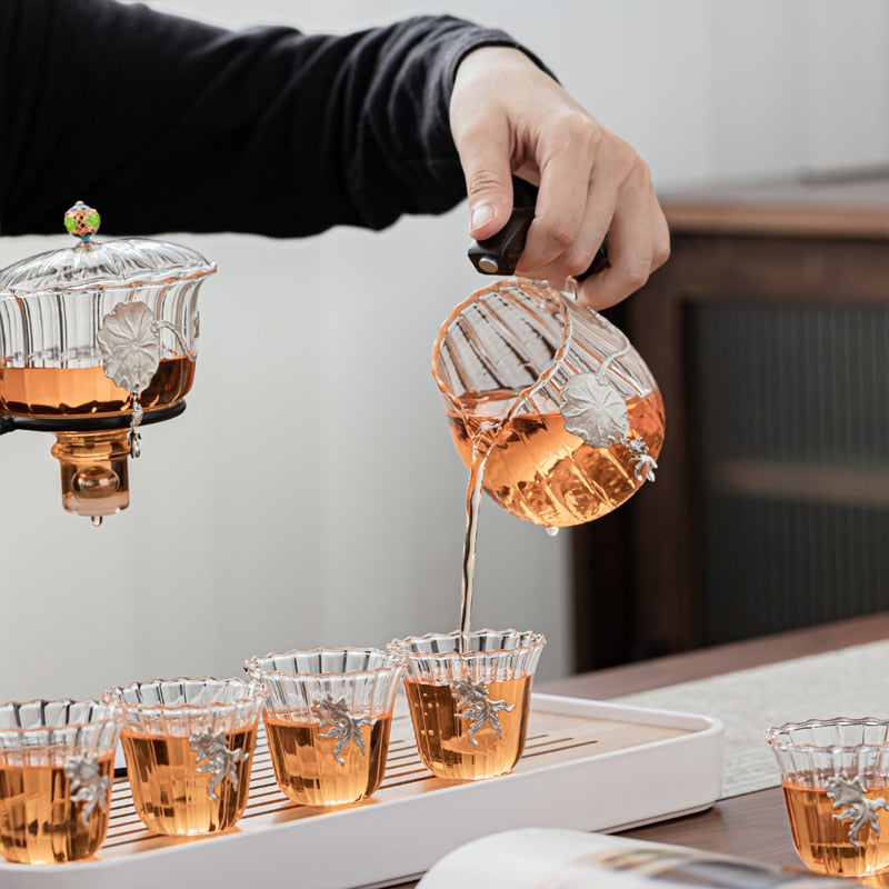 Glass Lazy Magnetic Teapot Set
