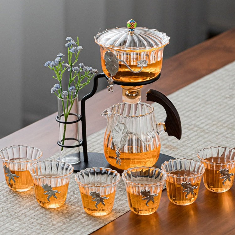 Glass Lazy Magnetic Teapot Set